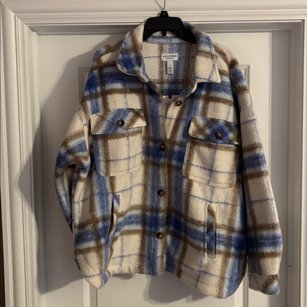 Arizona Jean Company Blue and Brown Plaid Jacket